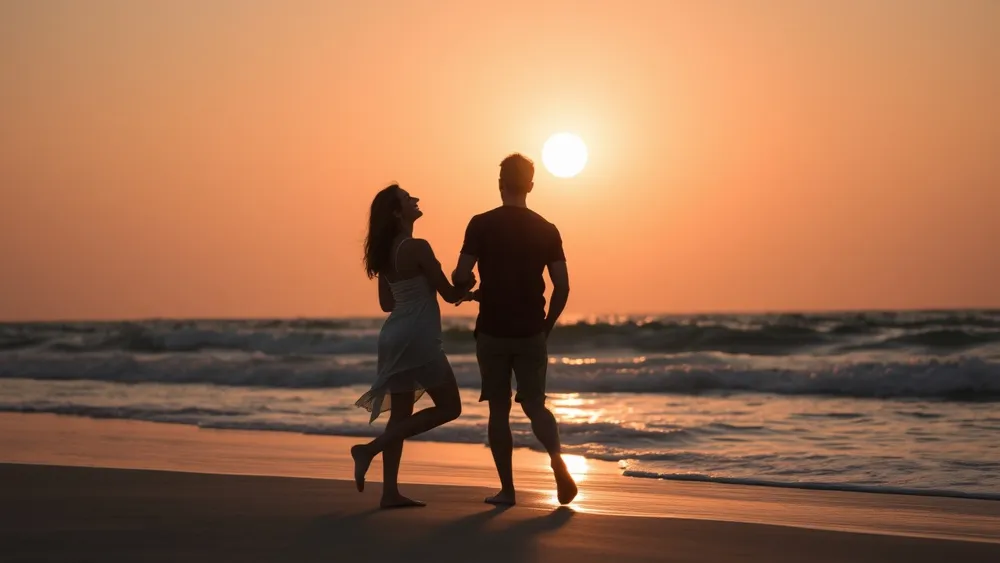 Una pareja tomando el sol en la playa